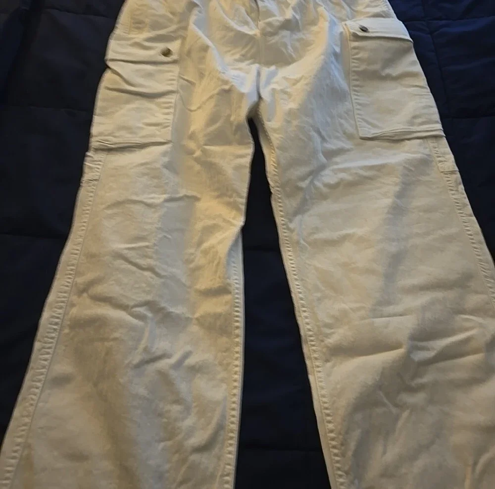 Men's White Cargo Pants - Lightweight Everyday Wear 38X30